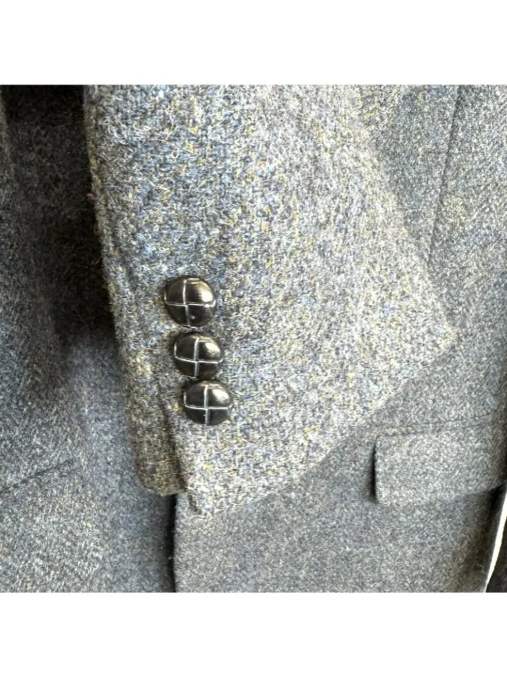 Vintage Harris Tweed Blazer Sport Coat Jacket Mens 44R Blue Wool Herringbone
